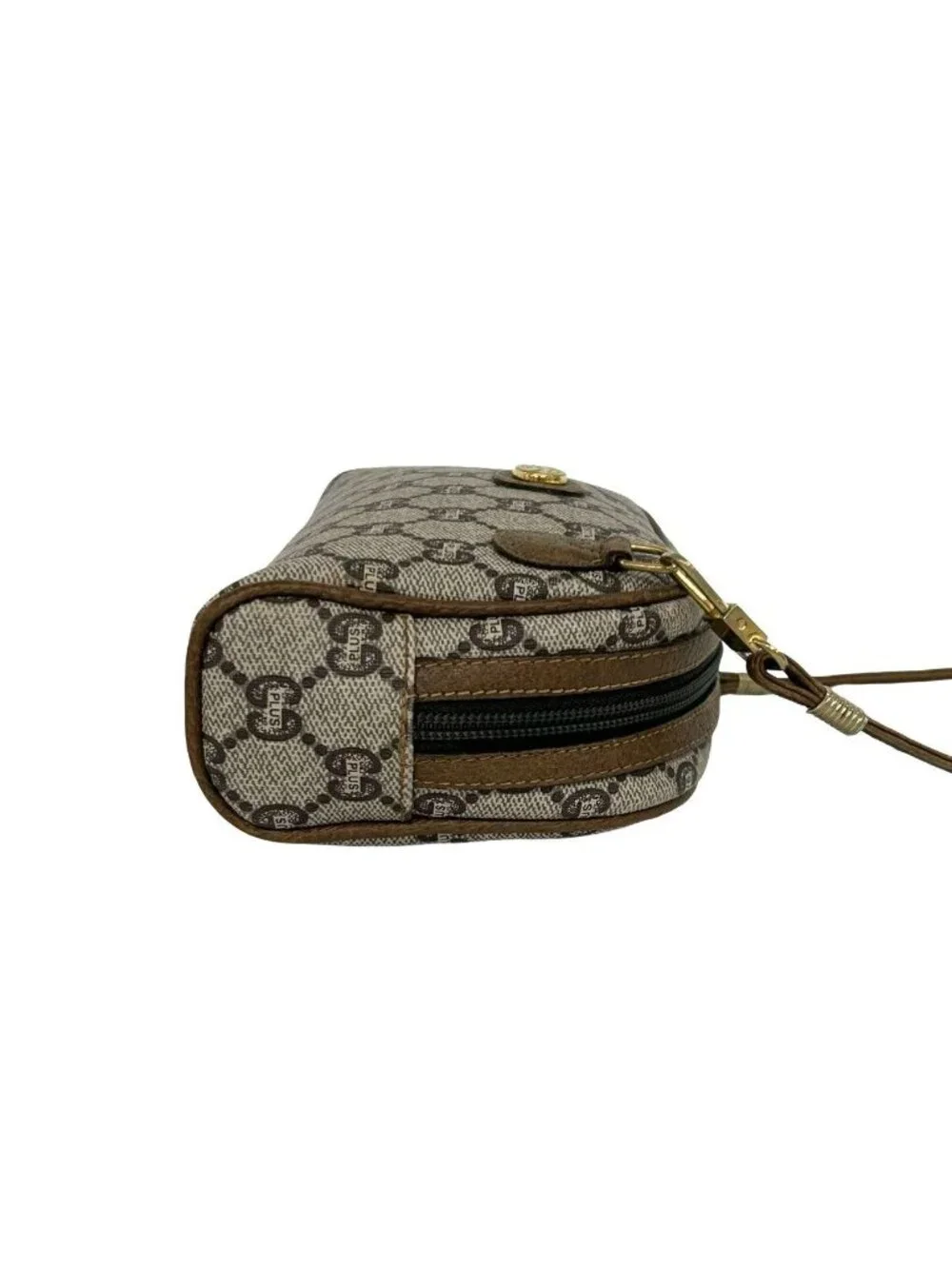 Gucci Vintage Plus Logo Pattern Leather Mini Shoulder Bag Pochette Brown